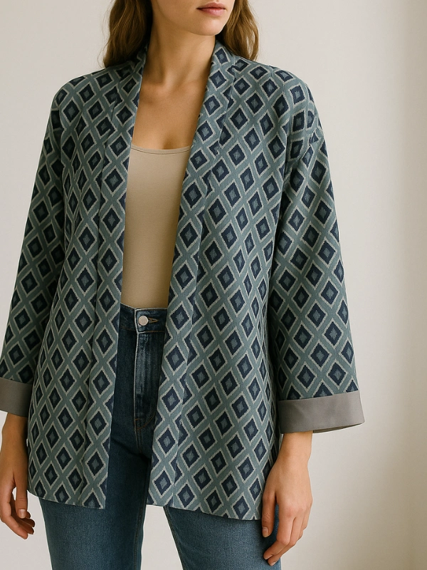 Haori en Coton Bleu Magenta Atelier