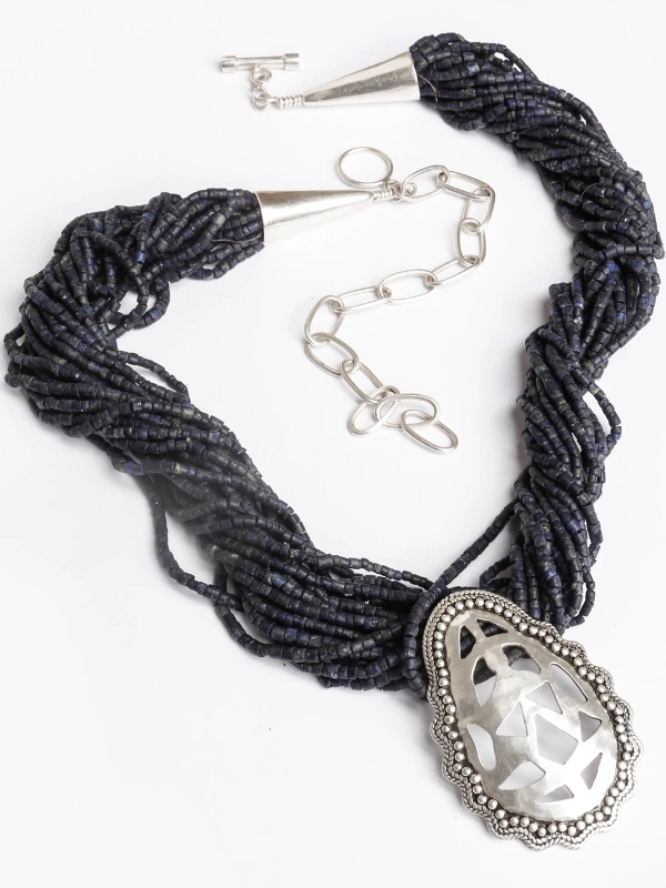 Dark Blue Teardrop Necklace Yelli Jewels