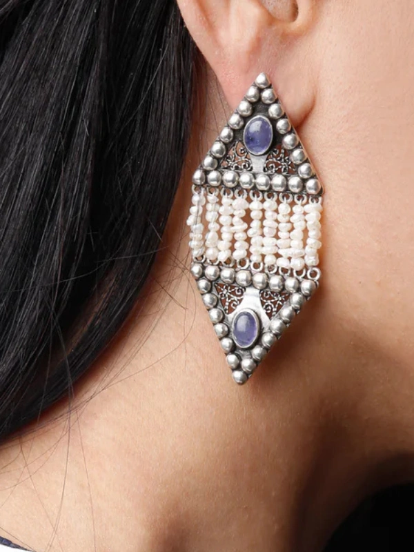 Boucles d’oreilles Sapphire Rain Pearl Earrings Yelli Jewels