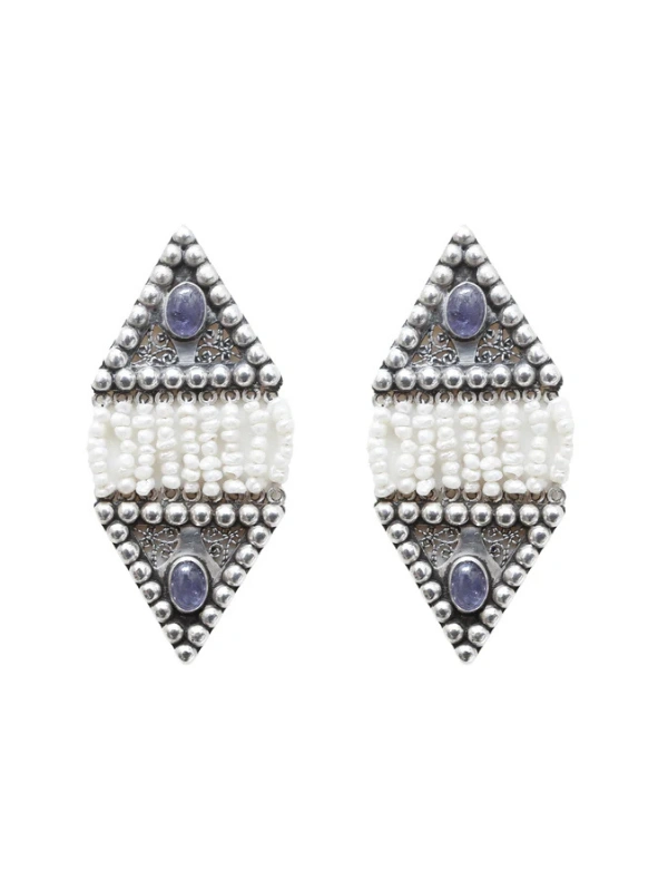 Boucles d’oreilles Sapphire Rain Pearl Earrings Yelli Jewels