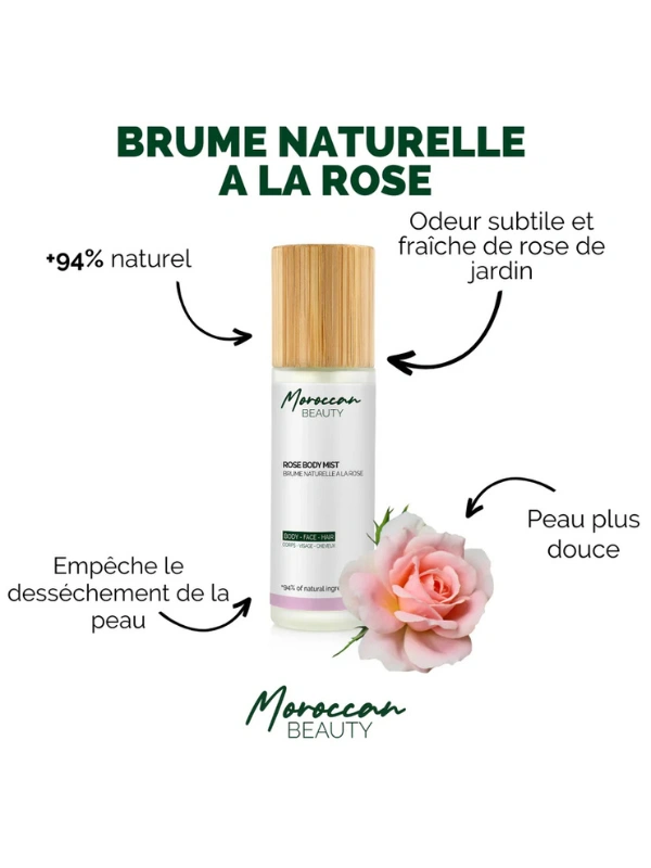 Brume naturelle à la rose +94% naturel