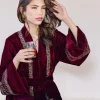 Caftan En Velours Burgundy Yassandyass
