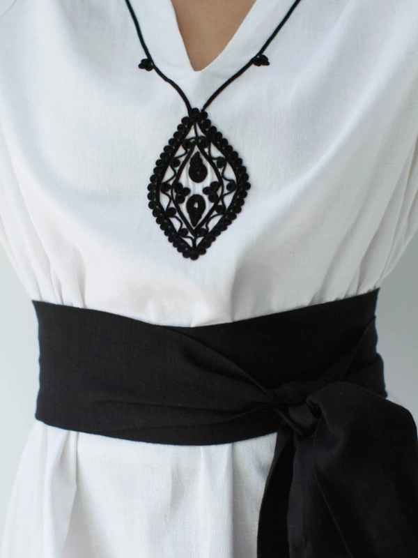 Caftan Moderne En Lin Blanc Maison HL Couture