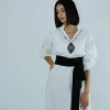 Caftan Moderne En Lin Blanc Maison HL Couture