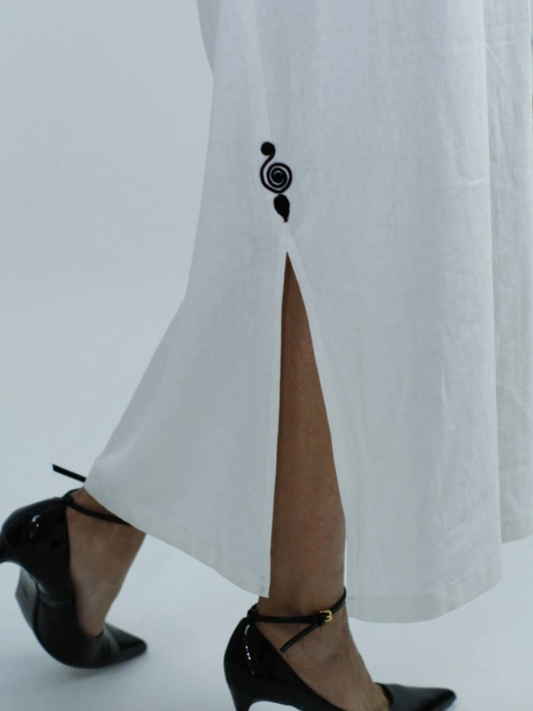 Caftan Moderne En Lin Blanc Maison HL Couture