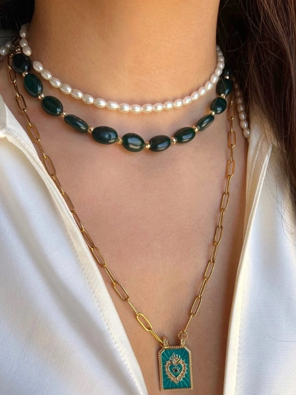 Choker Agate Verte Moroccan Concept