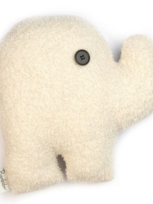 Coussin Eléphant Bouclette Ivoire Bambidou