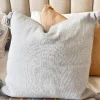 Housse de Coussin artisanale à pompons Gris clair Ajbir