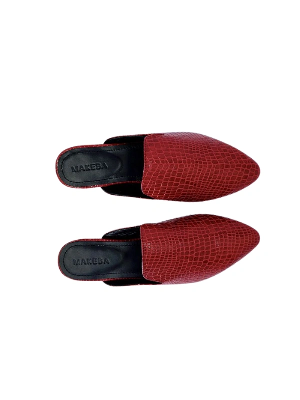 Babouches en Cuir Rouge Makeba