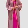Robe Caftan Rose avec Détails Dorés Yassandyass