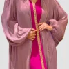 Robe Caftan Rose avec Détails Dorés Yassandyass
