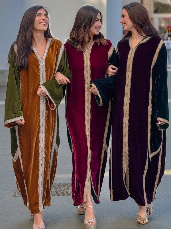 Djellaba en Velours Multicolore Yassandyass