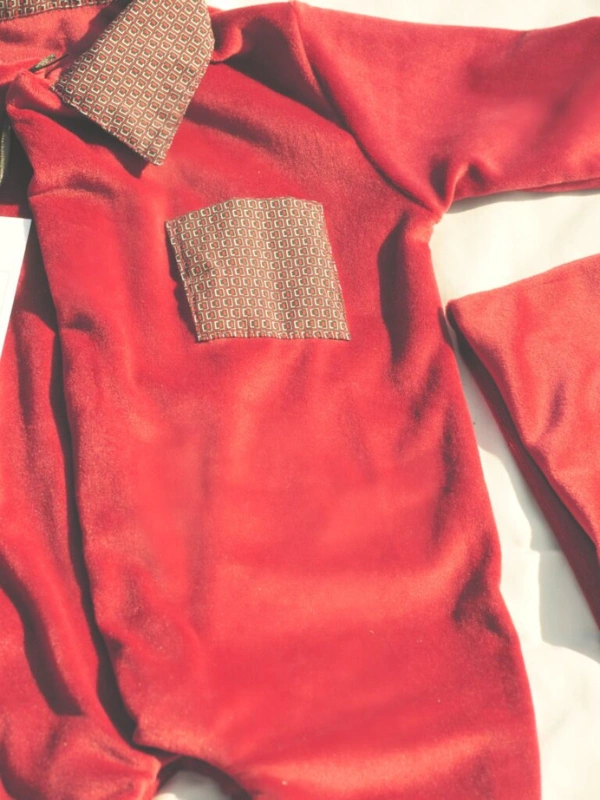 Grenouillère Rosso Velours Pack Naissance Claus Kids