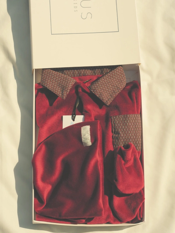 Grenouillère Rosso Velours Pack Naissance Claus Kids