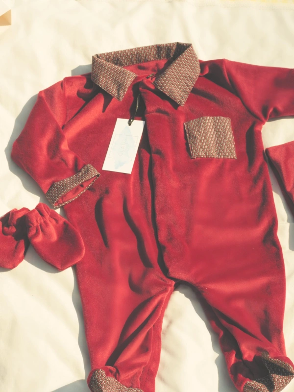 Grenouillère Rosso Velours Pack Naissance Claus Kids