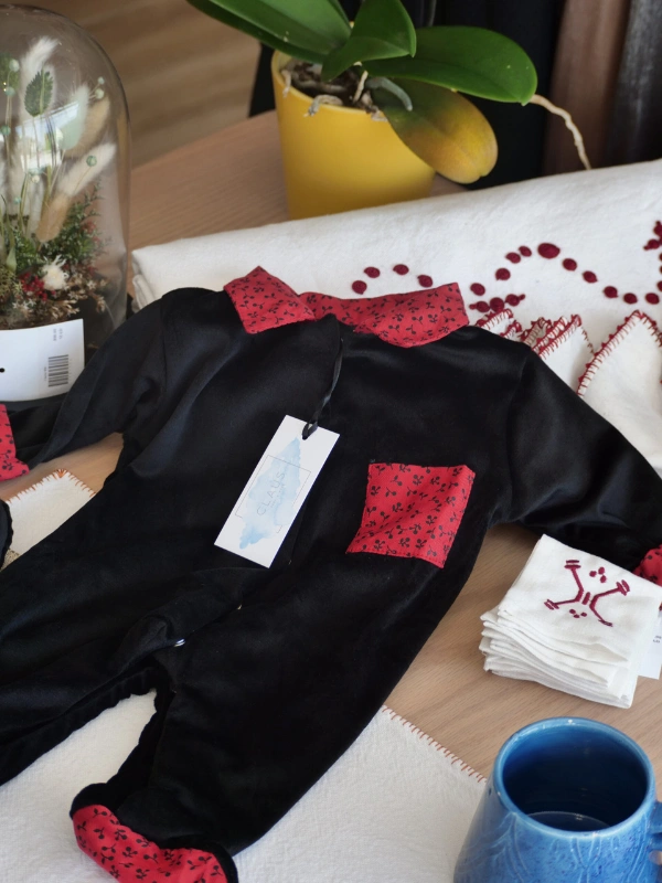 Grenouillère Velours Black Cherry Pack Naissance Claus Kids