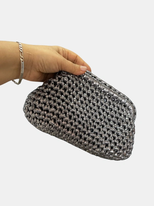 Pochette en Crochet Gris Pepite Brand