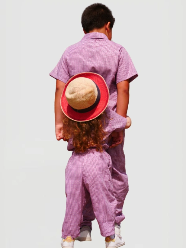 Red Vichy Set Claus Kids