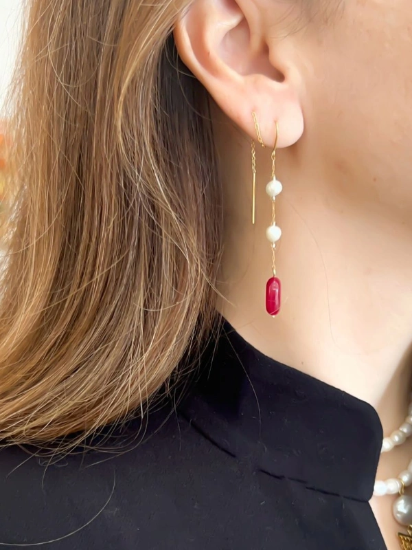 Boucles d'Oreille en Perles Magenta Jewellery