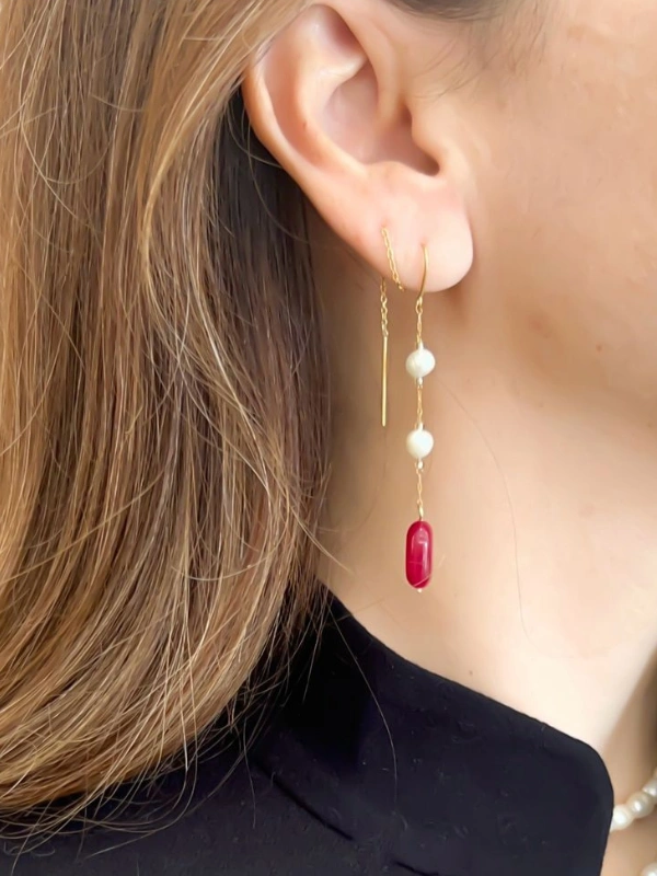 Boucles d'Oreille en Perles Magenta Jewellery