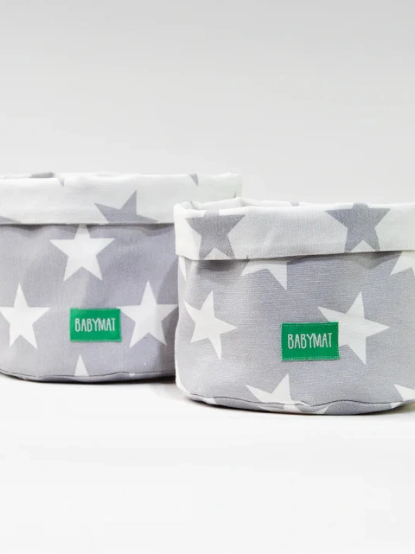 Duo de Paniers Gris Étoiles Blanches Babymat
