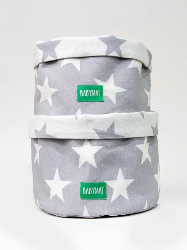 Duo de Paniers Gris Étoiles Blanches Babymat