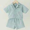 Ensemble 2 Pieces pour Enfant Unisexe Chemisier et Short Rayé Bleu Babybulle