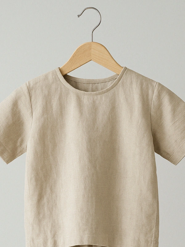 Ensemble en Lin pour Enfants Pantalon et Chemise Unisexe Beige Babybulle