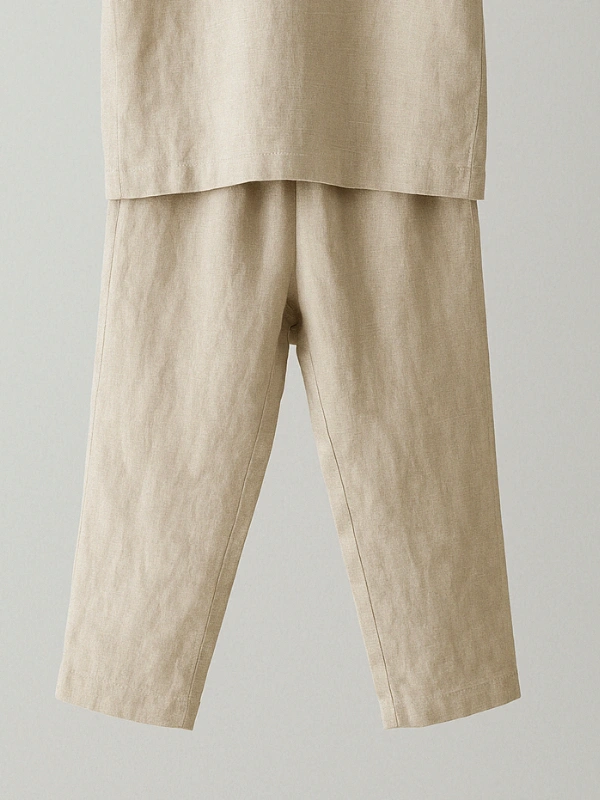 Ensemble en Lin pour Enfants Pantalon et Chemise Unisexe Beige Babybulle