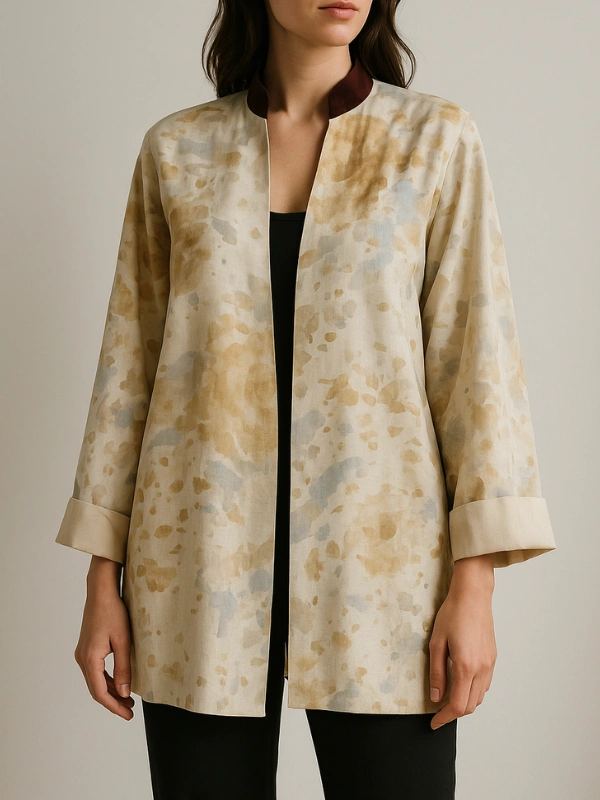 Haori en Lin Col Mao Magenta Atelier