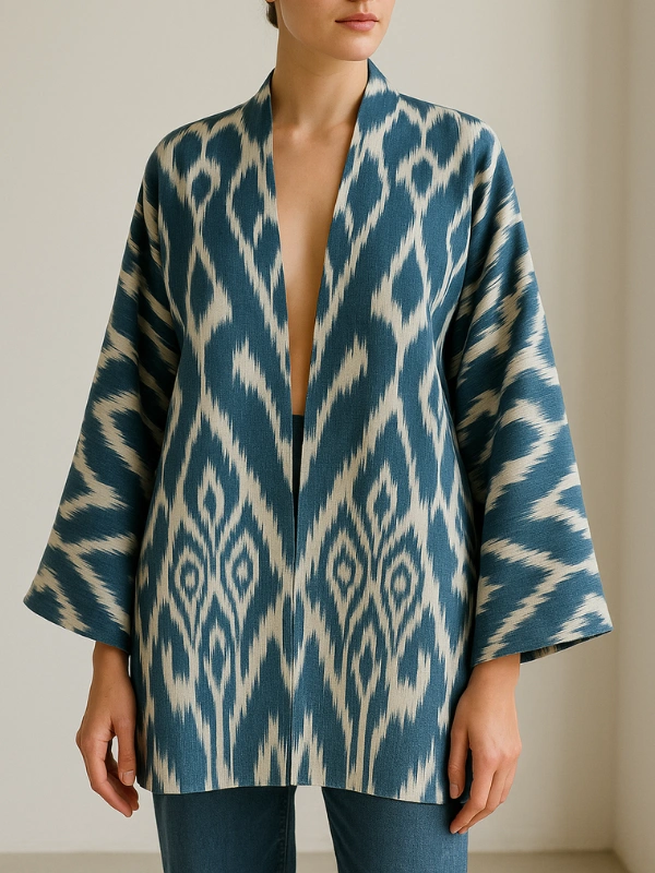 Haori en Soie Ikat Magenta Atelier