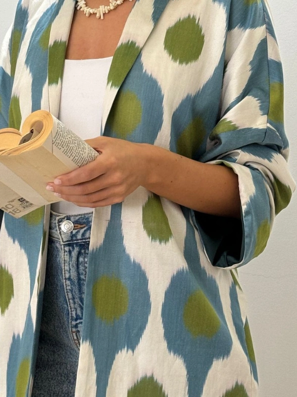 Haori en Soie Ikat Magenta Atelier