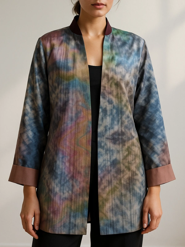Haori en Tafta de Soie Magenta Atelier