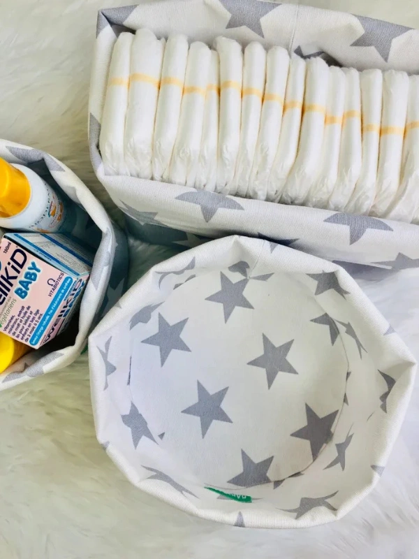 Paniers Gris Étoiles Blanches Babymat