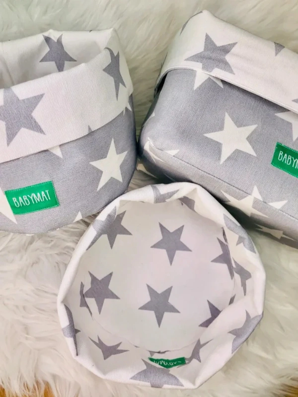 Paniers Gris Étoiles Blanches Babymat