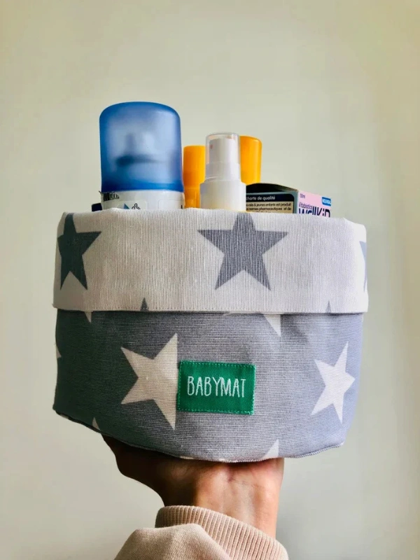 Paniers Gris Étoiles Blanches Babymat