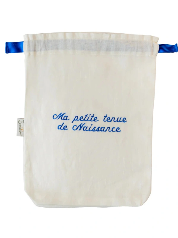 Pochon / Tkimcha « Ma petite tenue de naissance » Bleu Bambidou