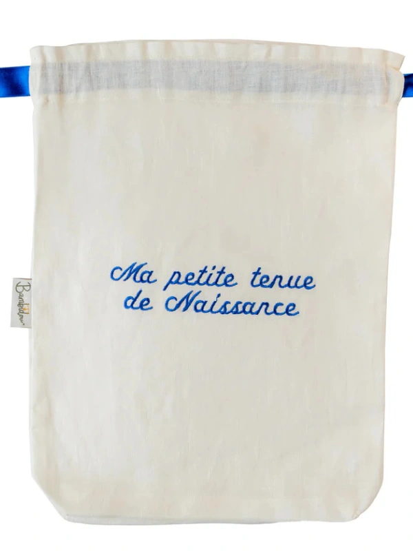 Pochon / Tkimcha « Ma petite tenue de naissance » Bleu Bambidou