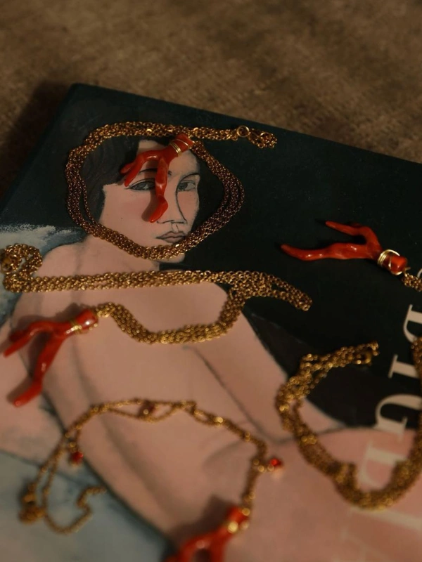 Sautoir Corail Double Chaine Magenta Jewellery