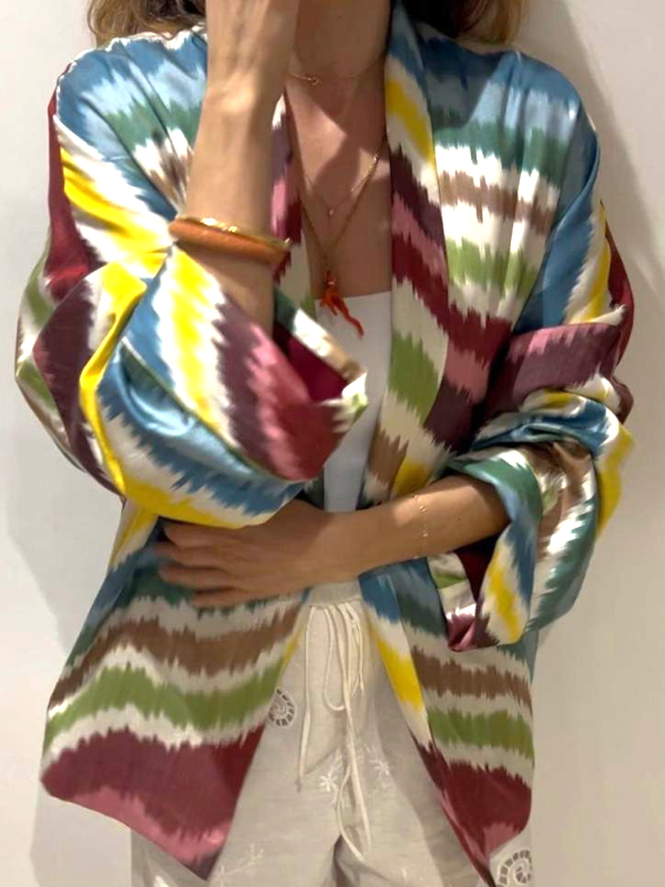 Haori 100% en Soie Multicolore