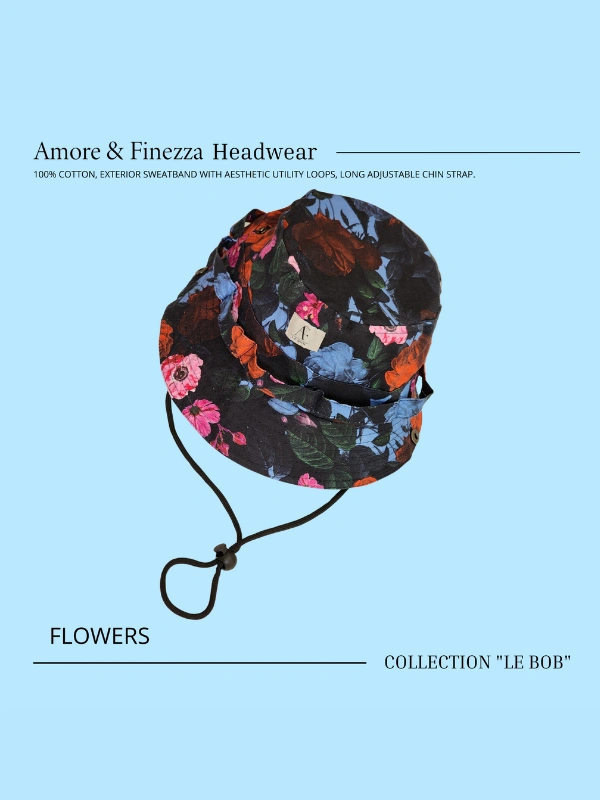 Bob Coton Noir Fleurs Amore&Finezza