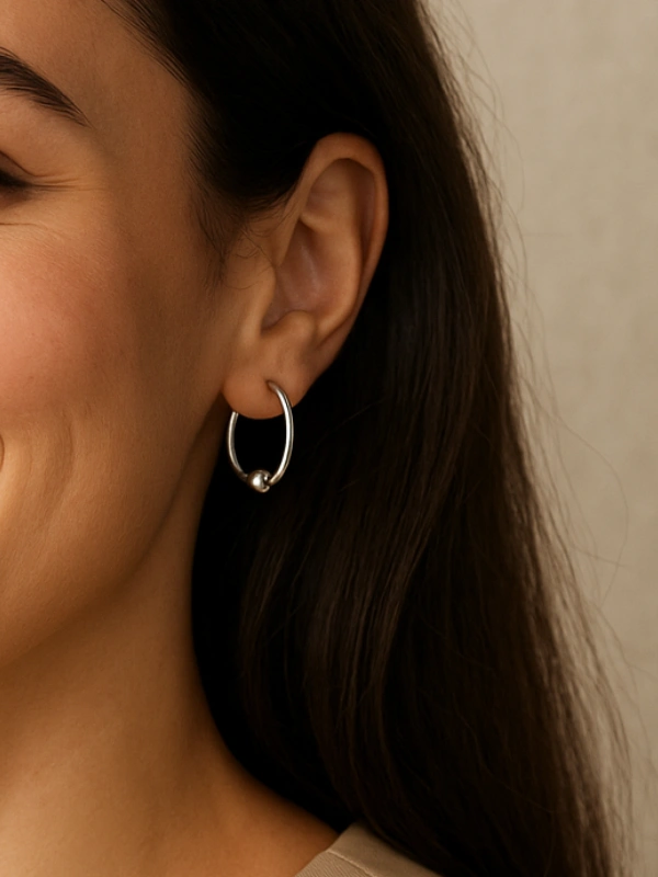 Boucles d'Oreilles en Argent avec Bille Rk Création