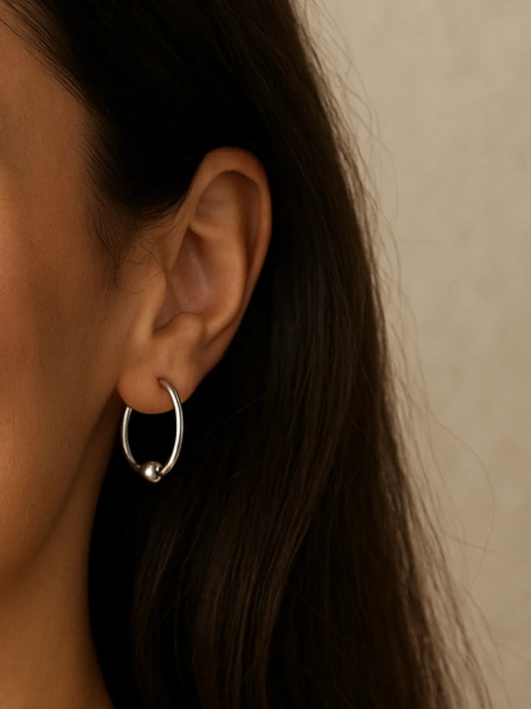 Boucles d'Oreilles en Argent avec Bille Rk Création