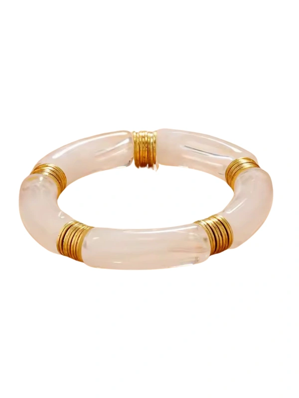 Bracelet en Résine Marbré Blanc Turquoise Kiff