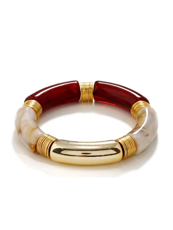 Bracelet en Résine Marbré Burgundy Turquoise Kiff