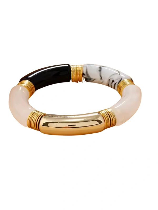 Bracelet en Résine Marbré Noir Turquoise Kiff