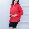 Chemise Pur Coton Oversize Rouge Sao Eleven