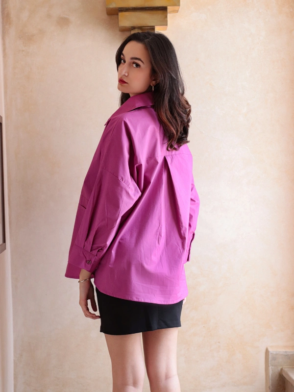 Chemise Pur Coton Oversize Violet Sao Eleven