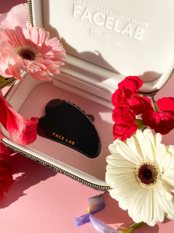 Coffret Gua Sha Coeur Texturé Obsidienne Noire Facelab