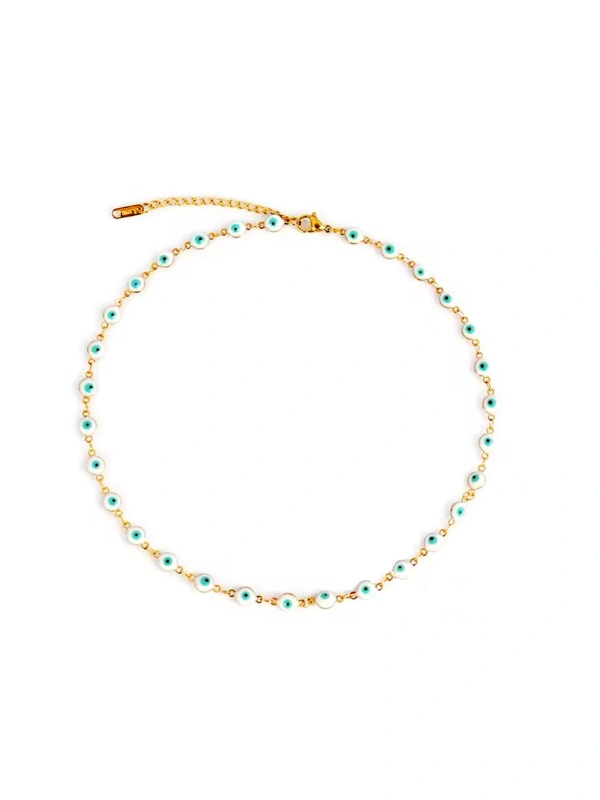 Collier Œil Blanc en Acier Inoxydable Kiff